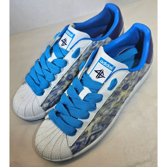 Adidas Men's Tie-Dye Blue/White/Turquoise Uprock 4E Superstar Sneakers Size 8.5 - Picture 4 of 16